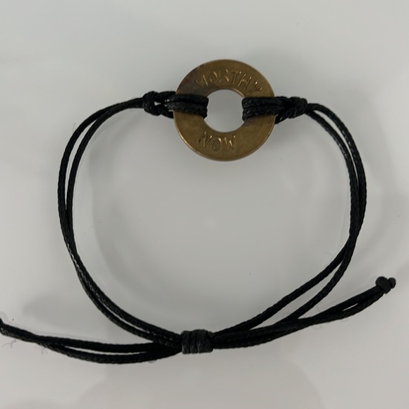 Worthy Now Mantra Adjustable Washer Bracelet on Black Cord - Picture 2 of 3
